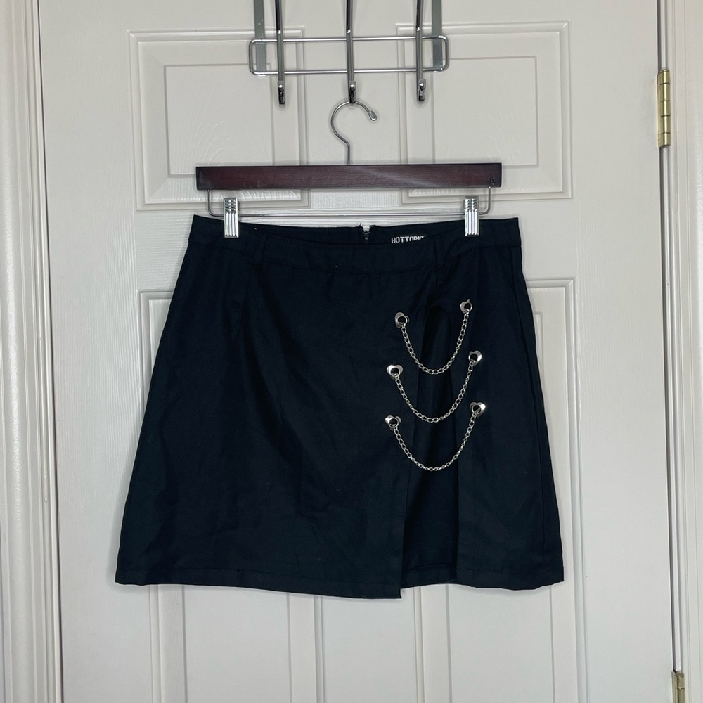 Hot Topic Black Mini Skirt w/ Silver Chain Details XL Alternative Punk Goth